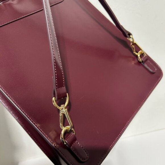 La Seine Burgundy Leather Backpack Satchel With Adjustable Straps - Picture 8 of 13